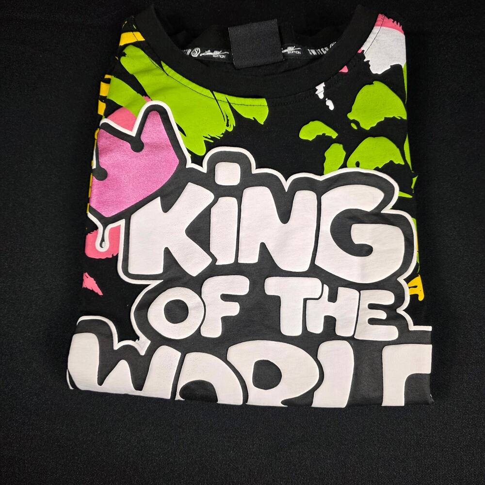 Switch Remarkable Kids Unisex XXL King of the World Graphic T-Shirt Black Neon